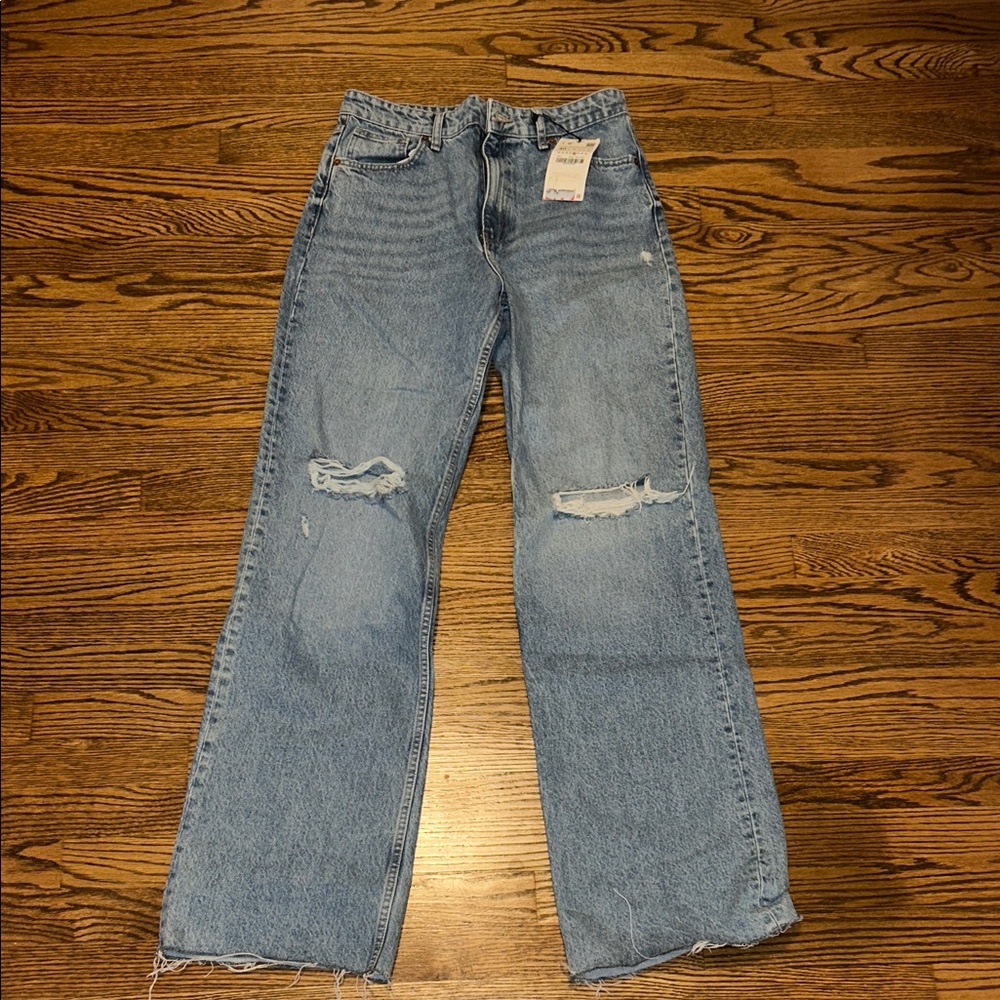 Zara Light Blue Wide Leg Jeans